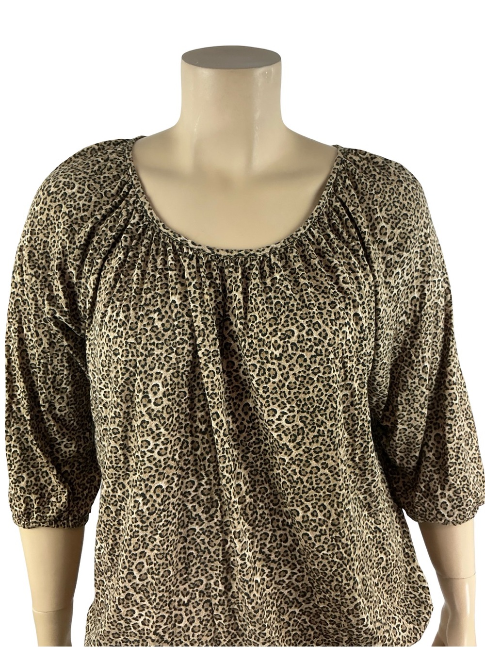 MICHAEL Michael Kors Leopard Peasant Blouse Plus Size 2X Casual - Picture 3 of 8